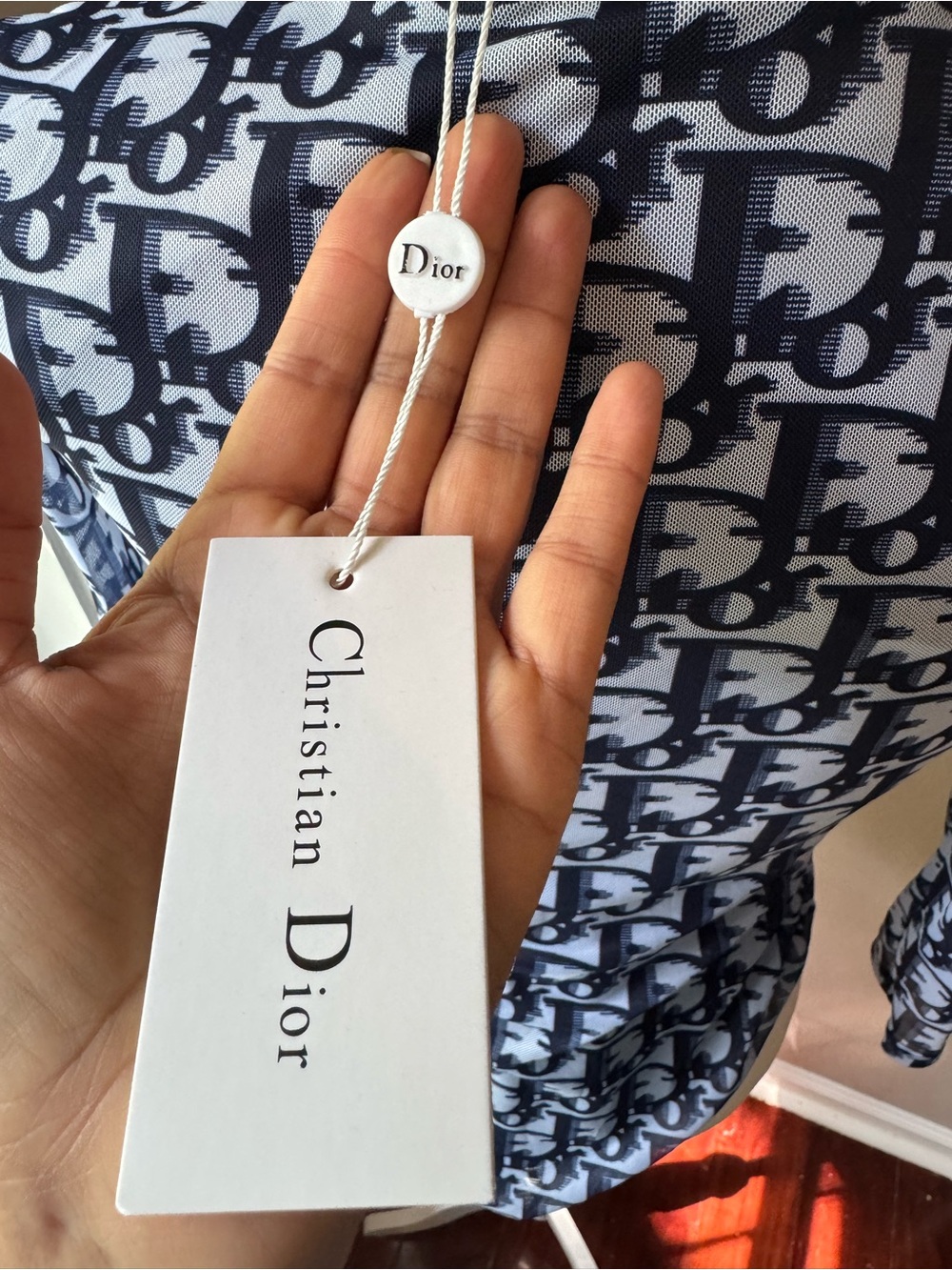 Dior Navy and White Monogram Long Sleeve Top - Picture 4 of 7